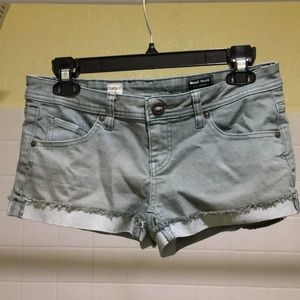 Sage green denim shorts